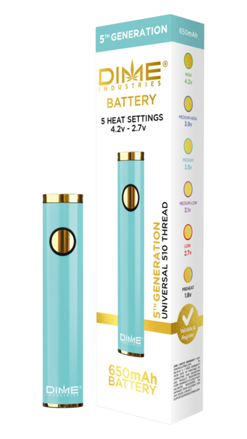 Dime Industries 5th Generation 510 Thread Battery - Aqua Blue (2023)